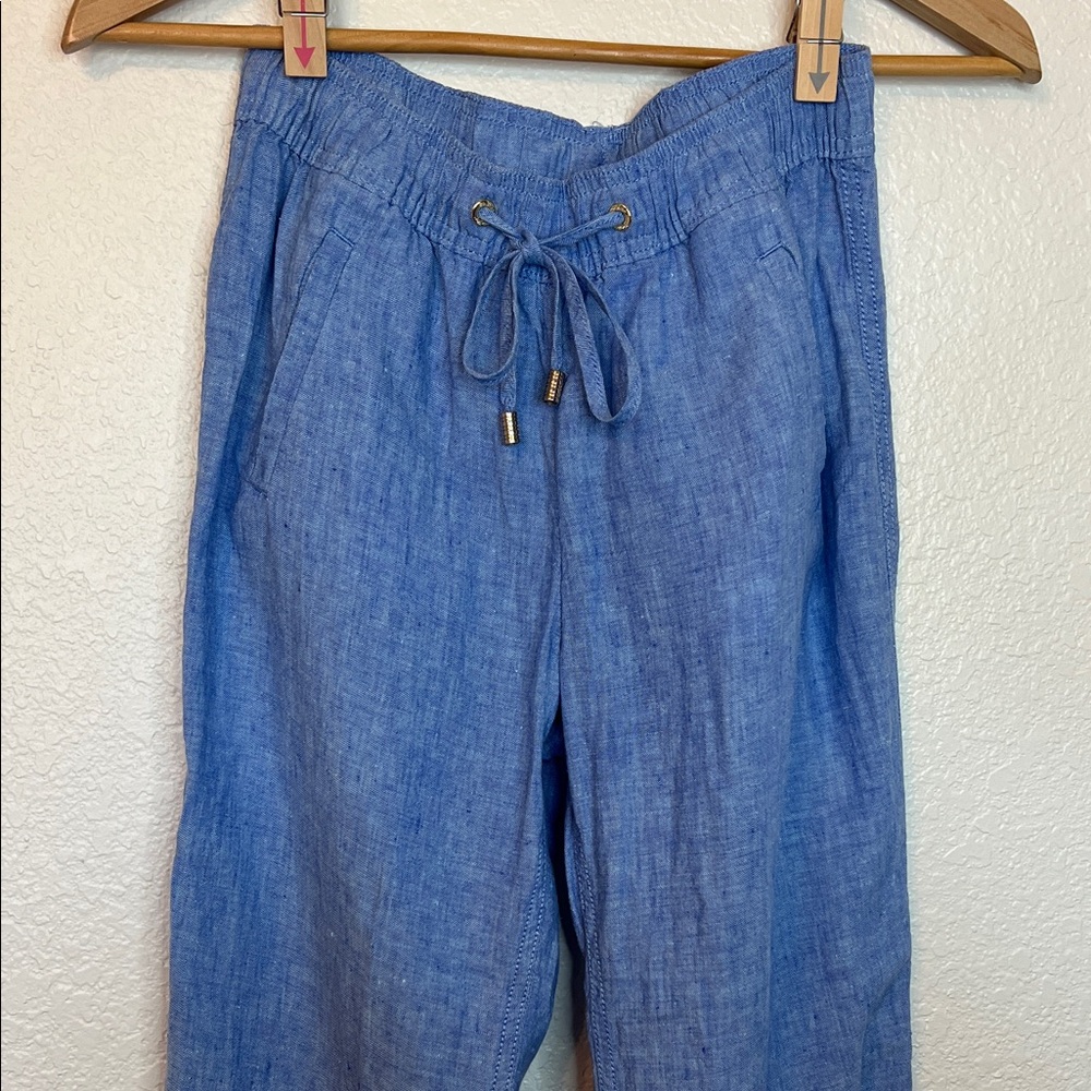 Lilly Pulitzer Blue Linen Taron Pants Size XS Coastal Beachs Chambray - Picture 4 of 7